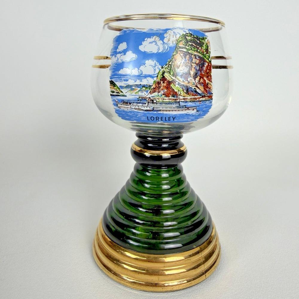 Vintage German Römer Musical Wine Glass - Loreley MAPSA Swiss Music Box Goblet